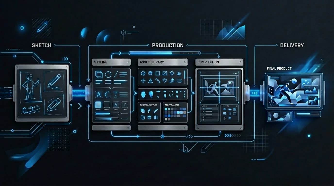 Illustration of illustration production workflow
