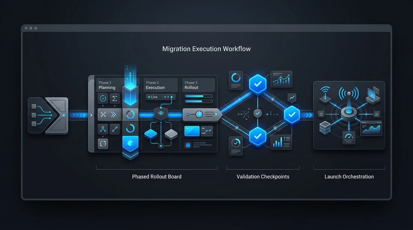 Illustration of website migration execution workflow